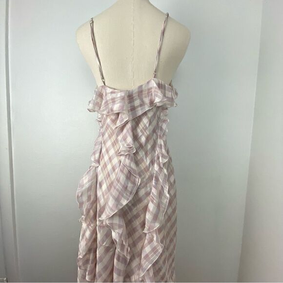 Victoria’s Secret Cami Midi Dress M Purple Gingham Ruffles Y2K Feminine Coquette - Picture 10 of 13